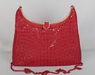 red metallic mesh party tote