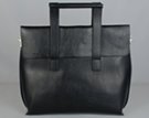 grain finish messenger handbag with flap closure and square handles