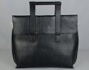 grain finish messenger handbag with flap closure and square handles