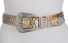gold rhinestone cowgirl metal lace and stones western belt