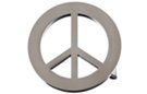 metal peace symbol belt buckle, brushed steel appearance