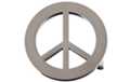 metal peace symbol belt buckle, brushed steel appearance