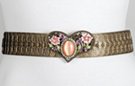 stretch belt with metal scales and heart shape filigree buckle