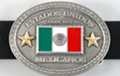 oval pewter and brass enameled Mexican flag belt buckle