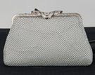 silver metallic mini-bubble mesh clutch