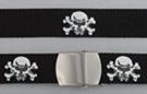 military web belt, skull and crossbones on black