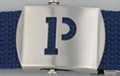 block initial "P" military buckle