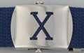 block initial "X" military buckle