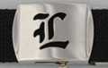 Gothic initial "L" military buckle