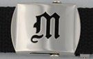 Gothic initial "M" military buckle