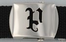Gothic initial "P" military buckle