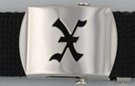 Gothic initial "X" military buckle
