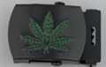 marijuana leaf nickel polish military-style buckle