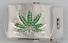 marijuana leaf nickel polish military-style buckle
