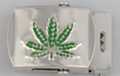 marijuana leaf nickel polish military-style buckle