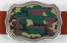 military camouflage rectangular buckle with rivet pattern pewter edge