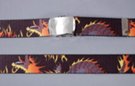 military-style web belt with dragon and flames pattern