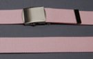1-1/4" military-style web belt, light pink with nickel polish buckle