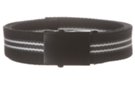 striped military web belt; black and gray with white 