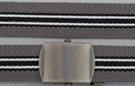 striped military web belt; charcoal and black with white