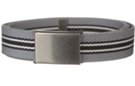 gray, black and white striped military web belt