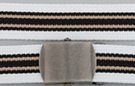 striped military web belt; white and black with khaki