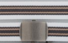 striped military web belt; white and gray with khaki