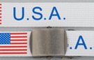 military web belt, USA in blue and flag on white