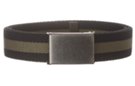 canvas web belt and buckle, black and olive striped