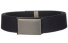 dark navy blue 1-1/4" military-style web belt with buckle and tip