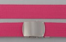 1-1/4" military-style web belt, fuchsia with nickel polish buckle