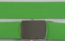 1-1/4" military-style web belt, green with nickel polish buckle