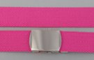 1-1/4" military-style web belt, hot pink with nickel polish buckle