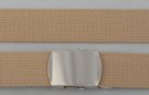 1-1/4" military-style web belt, khaki with nickel polish buckle