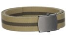 canvas web belt and buckle, khaki and olive striped