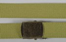 moss green 1-1/4" military-style cotton blend web belt and antique brass buckle