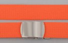 1-1/4" military-style web belt, orange with nickel polish buckle
