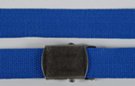 persian blue 1-1/4" military-style web belt, shown with antique silver buckle
