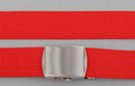 1-1/4" military-style web belt, red with nickel polish buckle