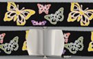 military web belt, colorful butterflies on black