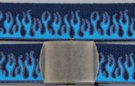 military web belt, blue flames on black