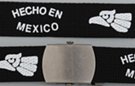 military web belt, "Hecho en Mexico" with eagle on black