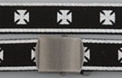 black military web belt with iron cross and border print