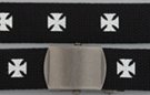 black military web belt with Maltese cross print
