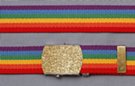 military-style web belt, rainbow stripes, nickel polish buckle