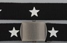 black military web belt with five-point star print