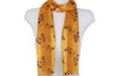 monarch butterfly print dark gold satin and sheer belt scarf