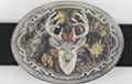 Mossy Oak 12-point buck oval belt buckle in pewter