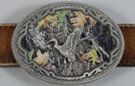 Mossy Oak Mallard duck oval belt buckle in pewter
