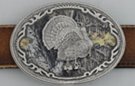 Mossy Oak American turkey oval belt buckle in pewter